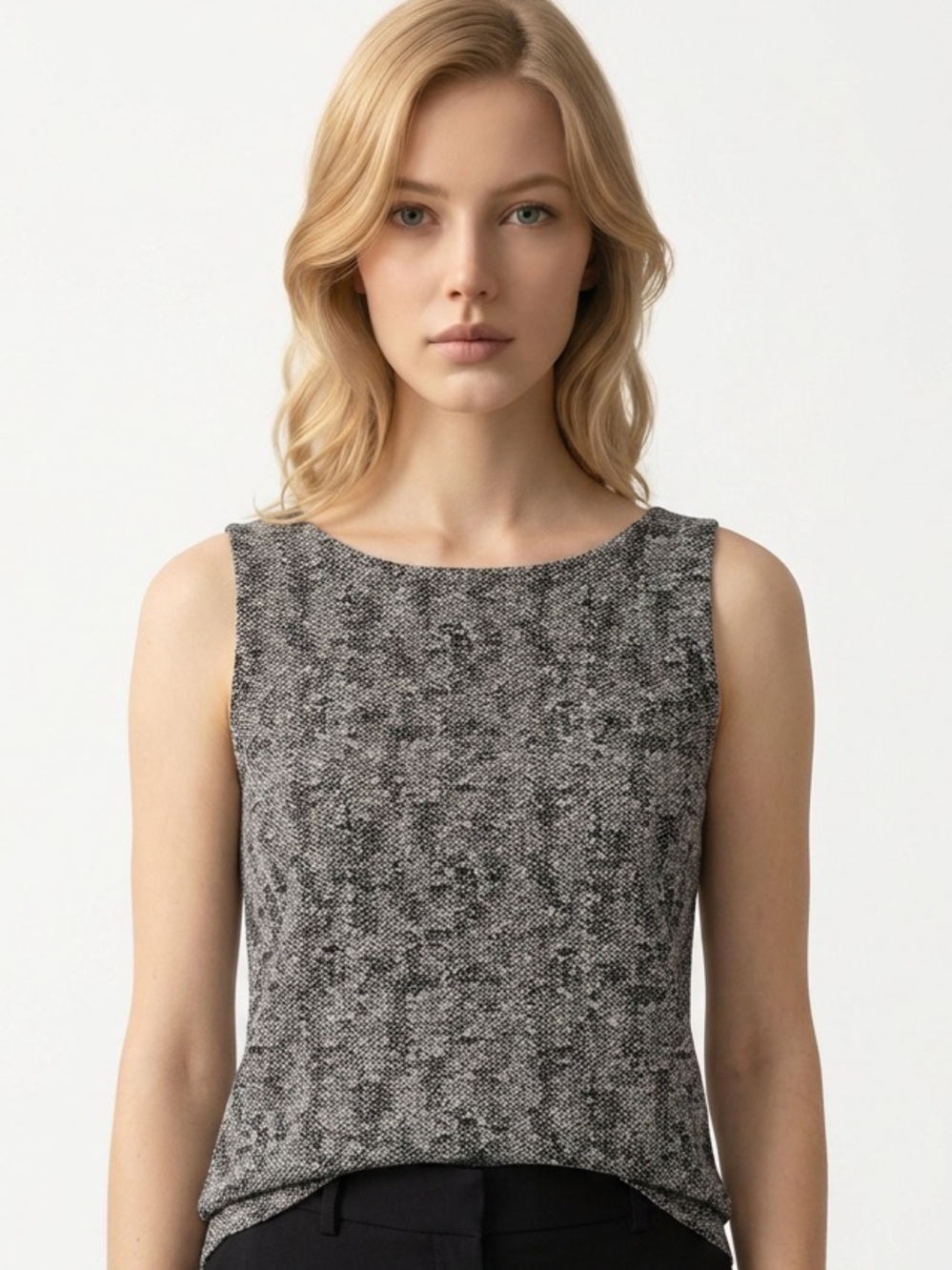 EILEEN FISHER PETITE | Black & Gray Sleeveless Tank Top Women’s Size PS Small